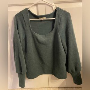 Madewell Dark Green Squareneck Sweater Size Small